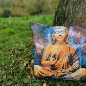 Coussin Bouddha bi-matière